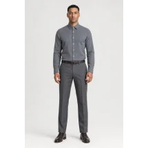 Chemise Coton Cachemire Gris — portée face — sur mesure — Costume Privé Paris