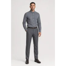 Chemise Coton Cachemire Gris — portée veste ouverte décontractée
