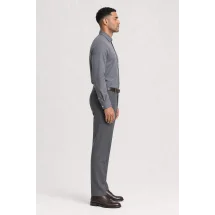 Chemise Coton Cachemire Gris — vue profil portée