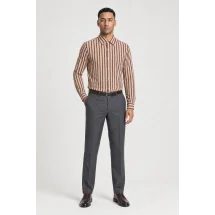 Chemise Velours Beige rayé — portée veste ouverte décontractée