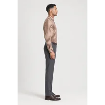 Chemise Velours Beige rayé — vue profil portée