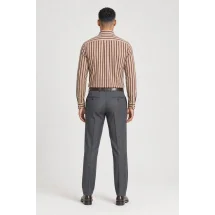 Chemise Velours Beige rayé — vue de dos portée
