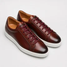 Baskets cuir bordeaux patiné — vue alternative finition