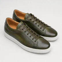 Baskets cuir vert patiné — vue alternative finition