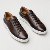 Baskets cuir marron patiné — packshot — Costume Privé Paris