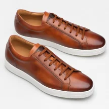 Baskets cuir cognac patiné — vue alternative finition