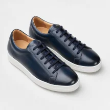 Baskets cuir bleu patiné — vue alternative finition