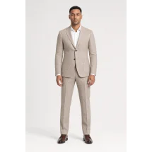 blazer beige — porté face — sur mesure — Costume Privé Paris