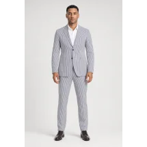 blazer seersucker — porté face — sur mesure — Costume Privé Paris