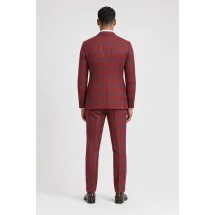 Blazer rouge carreaux bleu — vue de dos porté