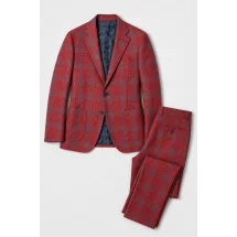 Blazer rouge carreaux bleu — packshot ensemble