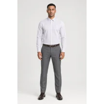 Chemise Fines Rayures Bleu Rouge — portée face — sur mesure — Costume Privé Paris