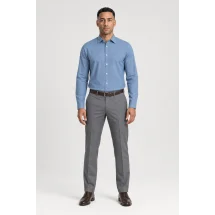 Chemise Denim Bleu Moyen — portée face — sur mesure — Costume Privé Paris