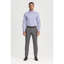 Chemise Larges Rayures Bleu Rouge — portée face — sur mesure — Costume Privé Paris