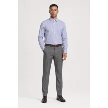 Chemise Larges Rayures Bleu Rouge — portée veste ouverte décontractée