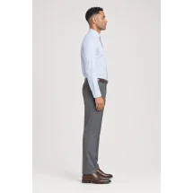 Chemise bleu Lin rayures blanches — vue profil portée