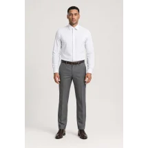 Chemise Blanche Larges Rayures — portée face — sur mesure — Costume Privé Paris