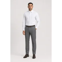 Chemise Blanche Larges Rayures — portée veste ouverte décontractée