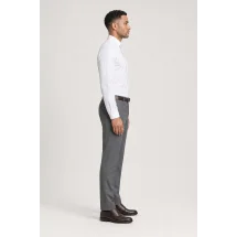 Chemise Blanche Larges Rayures — vue profil portée