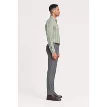 Chemise Verte Lin Rayures — vue profil portée