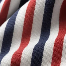 Chemise Rayures Bleu Blanc Rouge — détail macro tissu et col
