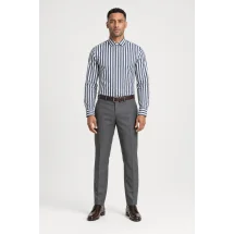 Chemise Larges Rayures Bleu Blanc — portée face — sur mesure — Costume Privé Paris