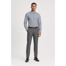Chemise Larges Rayures Bleu Blanc — portée veste ouverte décontractée