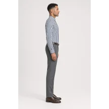 Chemise Larges Rayures Bleu Blanc — vue profil portée