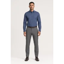 Chemise Bleu Foncé Oxford — portée face — sur mesure — Costume Privé Paris