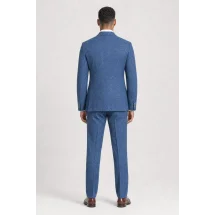 Blazer Bleu moyen Tweed Eté — vue de dos porté