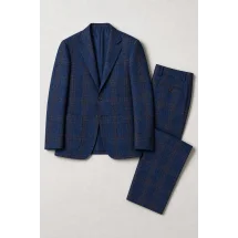 Blazer Bleu carreaux orange Tweed — packshot ensemble