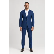 Blazer Bleu roi Tweed Eté — porté face — sur mesure — Costume Privé Paris