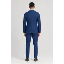 Blazer Bleu roi Tweed Eté — vue de dos porté