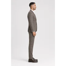 Blazer brun tweed carreaux — vue profil porté