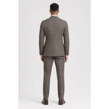 Blazer brun tweed carreaux — vue de dos porté
