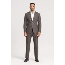 Blazer brun tweed été — porté face — sur mesure — Costume Privé Paris