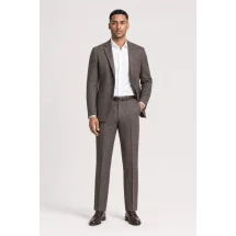 Blazer brun tweed été — porté décontracté veste ouverte