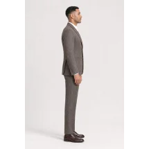 Blazer brun tweed été — vue profil porté