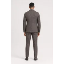 Blazer brun tweed été — vue de dos porté