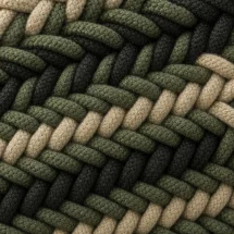 Ceinture Tressée tricolore vert kaki — détail matière macro