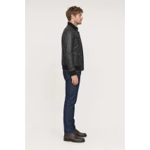 Blouson Cuir noir A1 Marlon — vue profil porté