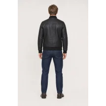 Blouson Cuir noir A1 Marlon — vue de dos porté