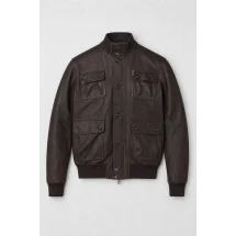 Blouson Cuir marron foncé A1 Marlon — packshot ensemble