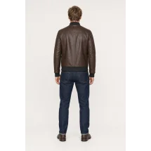 Blouson Cuir marron glacé A1 Cary — vue de dos porté