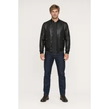 Blouson Cuir noir A1 Cary — porté face — sur mesure — Costume Privé Paris