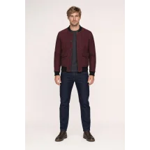 Blouson Nubuck bordeaux A1 Cary — porté face — sur mesure — Costume Privé Paris