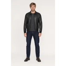 Blouson Cuir Noir A2 John — porté face — sur mesure — Costume Privé Paris