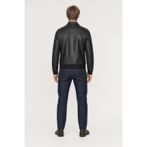 Blouson Cuir Noir A2 John — vue de dos porté