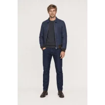 Blouson Nubuck bleu A2 John — porté veste partiellement ouverte