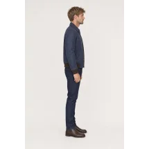Blouson Nubuck bleu A2 John — vue profil porté